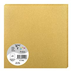 Clairefontaine 1190C - Packung mit 25 Karten Pollen 16 x 16 cm 210g, ideal für Ihre Korrespondenz und Einladungen, Gold, 1 Pack
