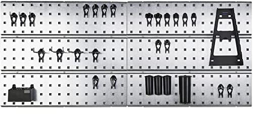 Raaco 2 TWP Set Verzinkte Werkzeugwand - Lochwand Werkstatt mit 28 SuperClips, 104 x 44 cm, 150 kg Tragfähigkeit, Werkzeughalter Wand, Werkstatt Ordnungssystem, Für Werkstatt, Garage & Hobbyraum