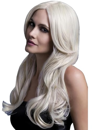 Smiffys Fever Kollektion, Khloe Perücke, Blond, Lang, Wellig mit Mittelscheitel, 56cm/22in Halloween