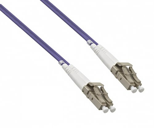 DINIC LWL Kabel OM4, Patchkabel LC/LC Lichtwellenleiter Multimode (2m, violett)