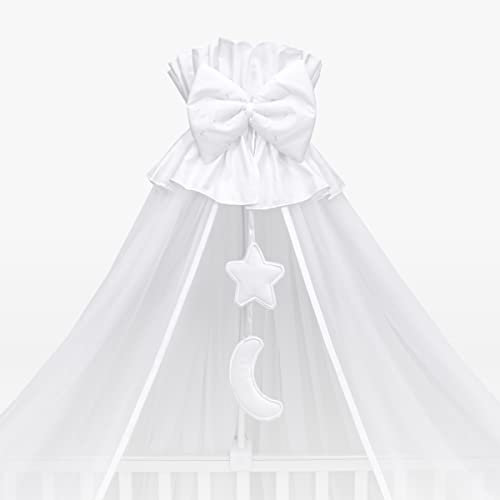 Lussuosa zanzariera per lettino per bambini, 480 cm, in pizzo sangallo (bianco luna)