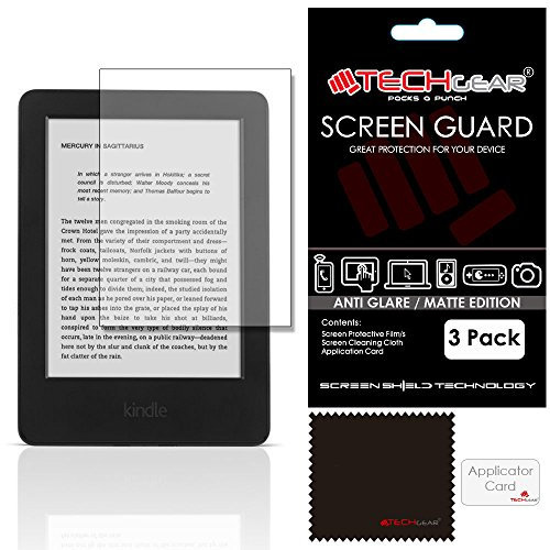 TECHGEAR [3 Stück Matte Displayschutzfolien für Amazon Kindle 6,0 - Matte Blendschutz Schutzfolie für Amazon Kindle Touch 2014 & Kindle Touch 2011 - mit Reinigungstuch + Applikationskarte