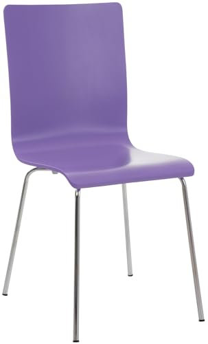 CLP Besucherstuhl Pepe I Ergonomisch Geformter Lehnstuhl Mit Holzsitz I Stabiles Metallgestell I Komfort Und Stil Mit Robuster Konstruktion, Farbe:lila