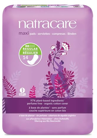 Natracare Maxi Pads Without Wings | Regular Absorbency | Pack of 14 X 8