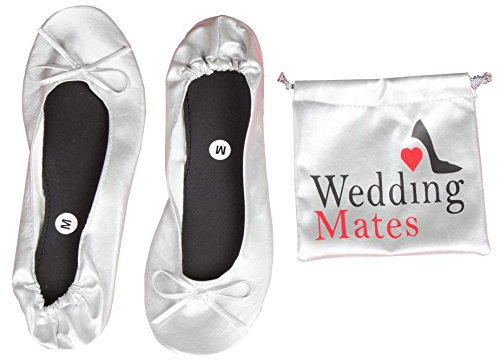 Wedding Mates After Party roll up Shoes …(4-5.5, Silver)