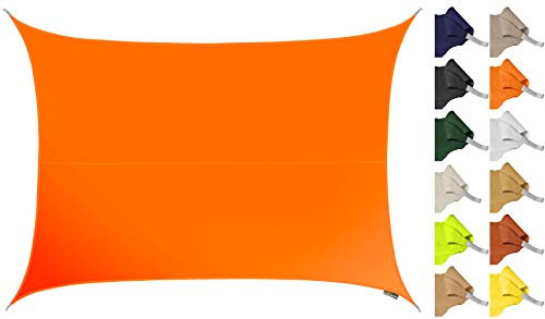 Kookaburra 5m x 4m Rectangle Water Resistant Garden Patio Sun Shade Sail Canopy 96.5% UV Block with Free Rope (Orange)