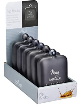 BarCraft - Petaca de acero inoxidable, 175 ml, color gris
