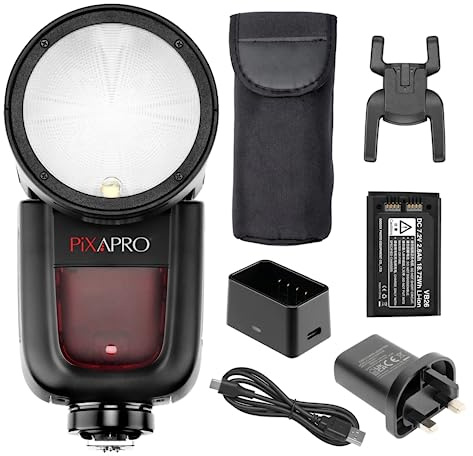 Pixapro 76w GIO1 5600x Studio Strobe Light Proffessional Photography Lighting LED Video Flash GODOX V1 Portable Battery Powered Light (Compatible with Pentax)