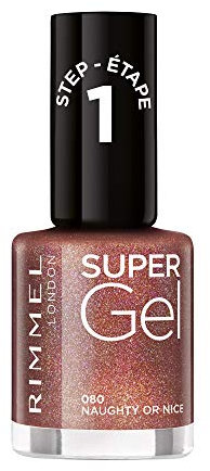 Rimmel London Super Gel Nail Polish At-Home Gel Manicure, Naughty Or Nice, Red Shades - 12ml
