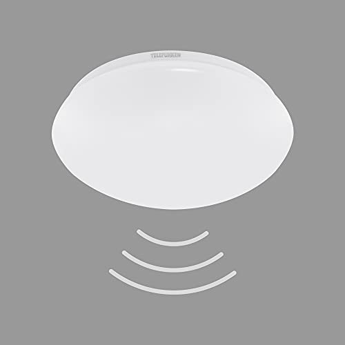 TELEFUNKEN - LED Deckenleuchte mit Bewegungssensor, Deckenlampe mit Tageslichtsensor, neutralweiße Lichtfarbe, 15 Watt, 1.500 Lumen, Weiß, Ø 27,8cm