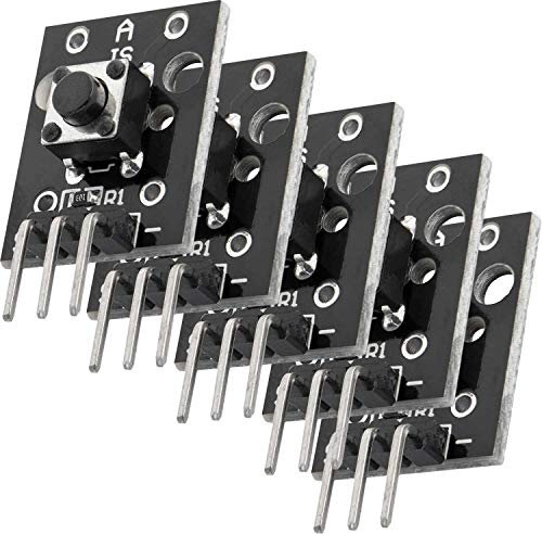 AZDelivery 5 x KY-004 Módulo de Botón Pulsador de Cabeza Interruptor de Llave Compatible con Arduino con E-Book Incluido!