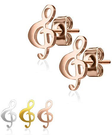 Treuheld® Ohrringe mit Notenschlüssel | 3 Farben | Ohrstecker [03.] - rosegold