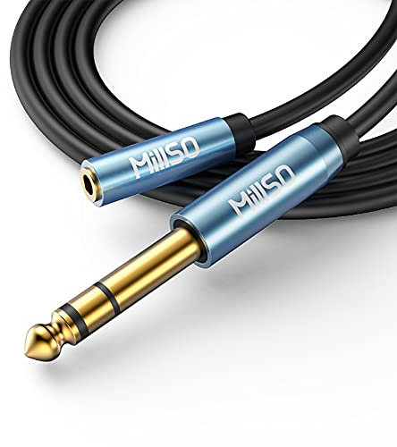 MillSO Aux Adapter 6.35mm Klinkenstecker auf 3.5mm Verlängerungskabel 5m Stereo Klinkenkabel mit 24K Vergoldete Kontakte für Kopfhörer, Lautsprecher, Laptop, Gitarre und elektronisches Klavier