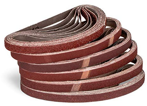 Haerd Group 48 Stück/Profi-Gewebe-Schleifbänder / 13 X 451 Mm / 8 X Körnung 40-60 - 80-120 - 180-240 / Kompatibel Mit Powerfeile/Schleifpapier/Schleifband-Set