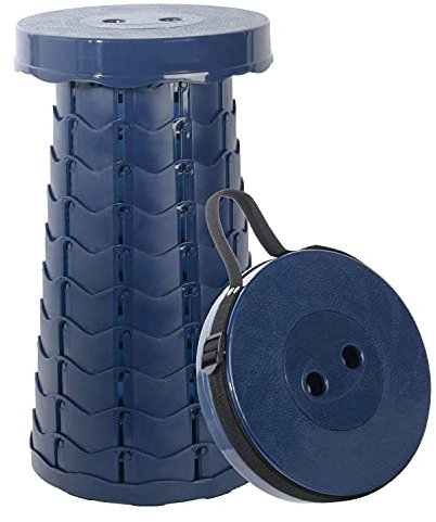 Leogreen Tabouret télescopique Portable, Tabouret Pliable en Plastique, Siege Pliant Portable pour la pêche BBQ Camping Jardinage Intérieur Cuisine, Charge Max. 150KG, Bleu Marin