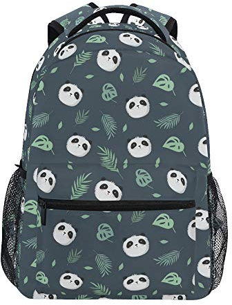 Children's Backpack, Schoolbag Cute Panda Plant Leaves Large Capacity Students Bookbag Rucksack Knapsack for Boys Girls Adults Teen