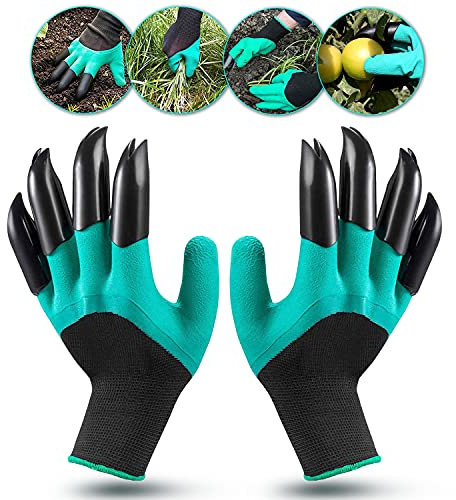 Sdoowes Garden Gloves with Claws, Natural Latex Rubber Garden Genie Gloves Waterproof Breathable Gardening Work Gloves for Digging and Planting