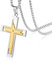 KRKC&CO Kreuz Anhänger Kette, 2mm 61cm Kette mit Hohl Kreuzanhänger, vergoldete Edelstahl Anhänger Halskette Silberkette, Kreuz Kette für Herren Jungen Damen, Geburtstag Geschenk
