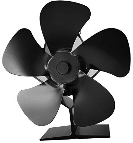 Applyvt Kaminventilator Ofenventilator Lüfter Ohne Strom - 5 Blätter, Powered Ofen Fan Für Holzofen, Kamin, Holzofen Werkstattofen Pelletofen (Schwarz)