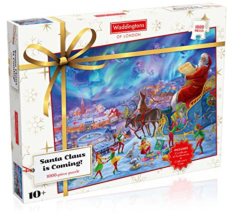 Winning Moves Waddingtons Christmas 1000 Piece Jigsaw Puzzle Game 2021 Edition, Piece together this colourful and detailed Christmas scene, a great festive present or stocking filler for ages 10 plus