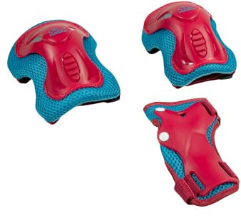 HUDORA Kinder Protektoren Set – 6-teilige Schutzausrüstung für Mädchen und Jungen – Knieschoner, Ellbogenschützer und Handgelenkschoner ideal für Inliner, Rollschuhe, Skateboard & Roller, berry Gr. XS