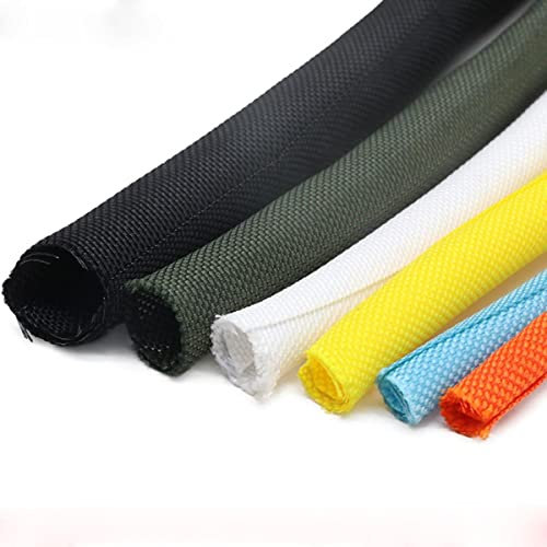 CTLH20 1/5M Self Closing PET Expandable Braided Sleeve Self-Closed Flexible Insulated Hose Pipe Wire Wrap Protect Cable Sock Tube-Black,50mm,5 Meters