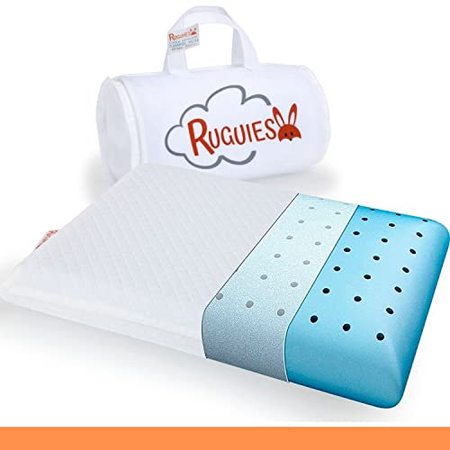 RUGUIES MAX Memory Schaum Kinderkissen, hypoallergen und atmungsaktiv- Kinderkopfkissen- 100% waschbarer Baumwollbezug-Oeko-TEX- 1 bis 10 Jahre XL (58x32x 5-7cm)- Inklusive Reisetasche.