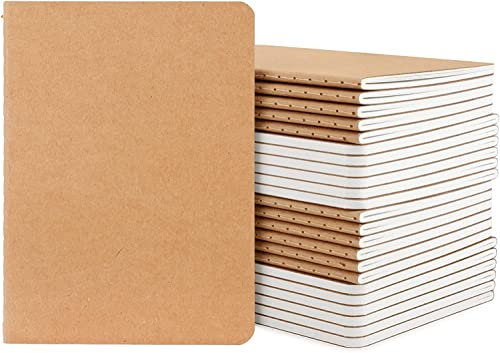 Yarotm Notizblock A6-24 STK a6 Notizbuch Klein - Blanko Liniert Kariert Notebook Set - 100g Papier 60 Seiten Leere Notizheft Kraft Softcover 10x14cm - Mini Notizbücher a6 - Kleines Notizbuch