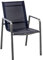 METRO Professional Gartenstuhl mit Armlehne, Edelstahl/Textilehne, 56 x 63.5 x 90 cm, Stapelbar, Wetterfest, 150 kg Tragkraft, Schwarz
