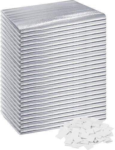 Frienda Garage Door Insulation Set 24 x 48 Inch White Foam Core Insulation Panels Reflective Aluminum Radiant Barrier Thermal Shield with Adhesive Tape for Greenhouse Attics Walls(24 Pcs)