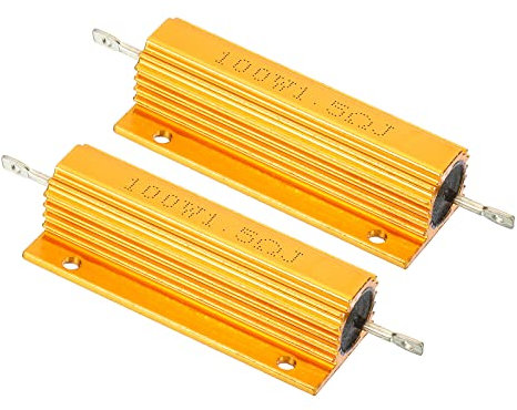 PATIKIL 2 Stück 100W 1.5 Ohm Aluminium Hülle Widerstand Gehäuse Draht Widerstände Schraube Tap Leistungswiderstand Goldton