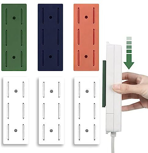 HREDZEO Soporte Regleta Pared Adhesivo,6 Pcs Fijador de Regletas Auto Adhesivo fijador Power Strip Fijación de Enchufe de Escritorio Autoadhesivo para Socket Fixator Enrutador WiFi