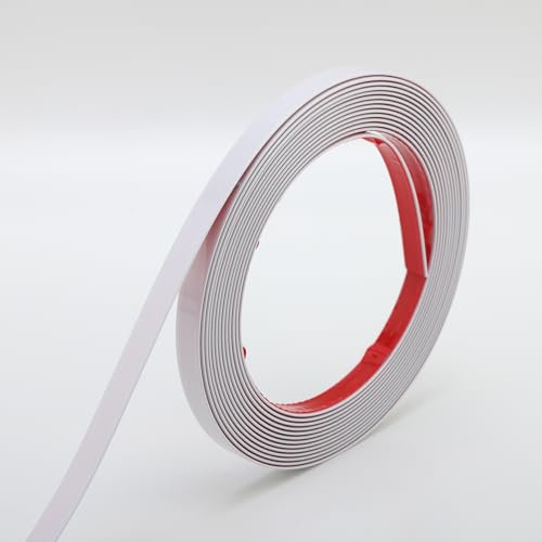 Trimold Weiße Zierleiste, zum Abziehen und Aufkleben, flexible Spiegelbordüre, Wand-, Decken-, Boden-, Schrankfliesenkante, 5 m x 1 cm