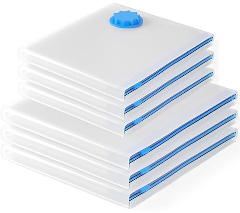 CRINSTON – Bolsas Vacio Ropa – 6 Unidades | 3Ud 100x80 cm + 3Ud 80x60 cm | Bolsas para Guardar Ropa y Ahorrar Espacio - Válidas para aspirador o bomba manual.