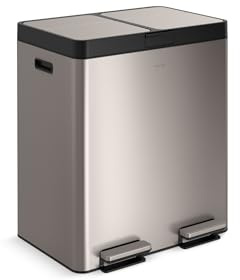 Kohler K-23828-ST 82-Liter Stainless Steel Dual-Bin Step Trash Can, Fingerprint Resistant, Soft-Close Lid, Kitchen or Office