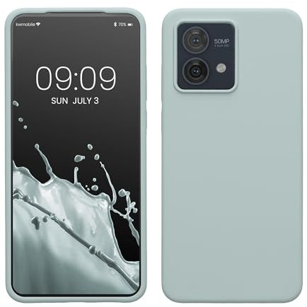 kwmobile Hülle kompatibel mit Motorola Moto G84 5G Hülle - Silikon Handy Case - Handyhülle weiche Oberfläche - kabelloses Laden - Cool Mint