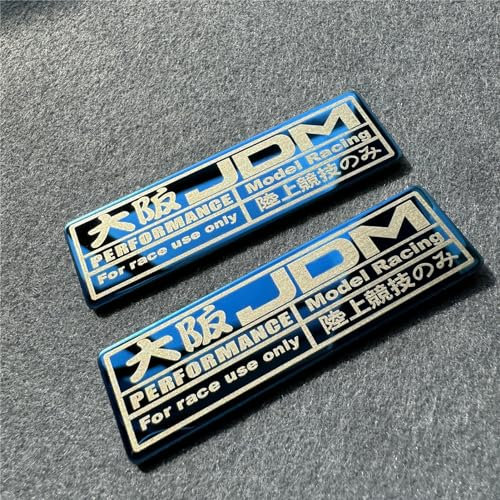 2 x Auto-Aufkleber für JDM Osaka Performance Model Racing Nur Verwendung Aufkleber Edelstahl Klebeband Auto Innendekoration Lenkradband Blau 70 x 20 mm