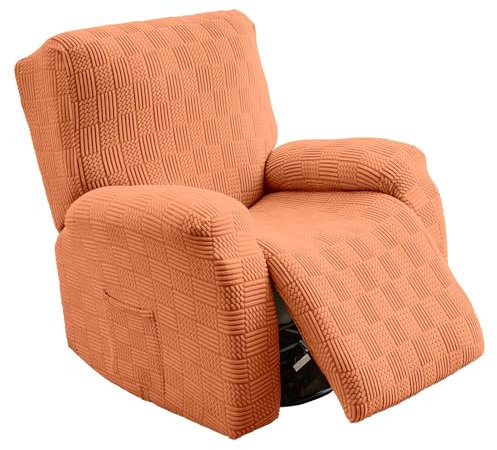 uiceno Sesselschoner, Stretch Sesselbezug Relaxsessel, Stretchhusse für Relaxsessel 4-teilig, Waschbar Fernsehsessel Bezug mit Taschen, Orange