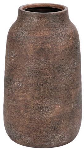 Briful Keramikvase, groß, rustikal, Vintage-Blumenvase, Bauernhaus, Terrakotta, antike, dekorative Pampasvase für Zuhause, Büro, Tisch, Kaminsims, Veranda-Dekoration, braun, 24 cm
