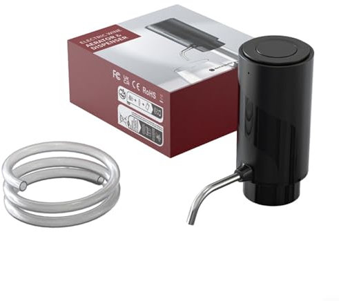 DAZZLEEX Distributore elettrico USB per vino rosso, decanter elettronico automatico veloce con tubo curvo, nero, 12 x 5,5 cm