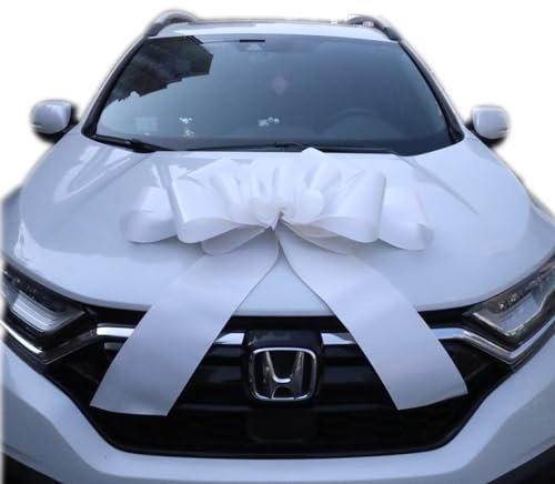 Chexin Lazo grande blanco gigante para coche, boda, feliz cumpleaños, lazo de regalo, tamaño XXL, 76 cm/30 pulgadas, lazo de coche gigante blanco, malla grande, arco de coche para bicicleta y lazo con