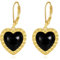 POPLYKE Gold plattiert Schwarz Onyx Stein Herz Ohrringe Sterling Silber Schwarz Turmalin Leverback Ohrringe Schmuck Geschenke für Frauen