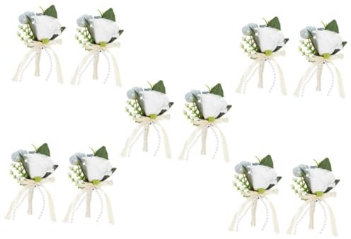 ABOOFAN 10 Pièces Corsage de mariée Broches Femme Wedding Decorations Broche de de Chandail Pince à Linge Gars décorations de Mariage Ornement Corsage de Banquet Corsage du marié
