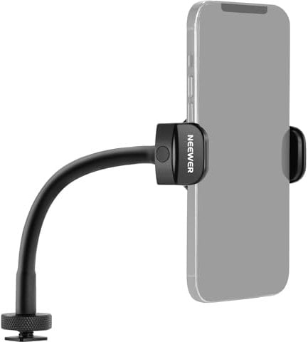 NEEWER Flexible Holder with Cold Shoe for Ring Light, LED Video Light, 2.56-3.74/6.5-9.5cm 360° Cellphone Clamp, Compatible with 15 Pro Max Galaxy S24 Ultra Huawei, SP-09