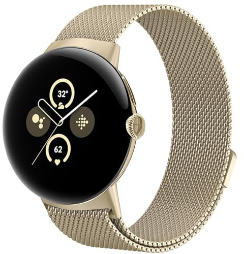 TOPsic Edelstahl Armband Google Pixel Watch Armbänder, Mesh Ersatzarmband Metall Uhrenarmband Magnetverschluss Armband für Google Pixel Watch 2/Google Pixel Watch LTE/Google Pixel Watch WiFi