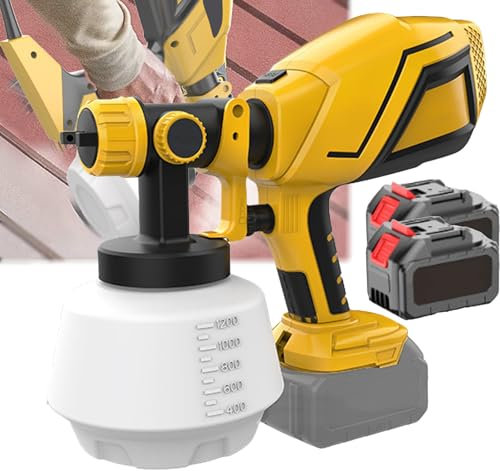 NYANS Pulvérisateur de Peinture sans Fil, Pistolet à Peinture électrique Haute Puissance 850W, Moteur Entièrement en Cuivre, pour D'Innombrables Intérieurs et ExtéRieurs de Maison,2*Battery