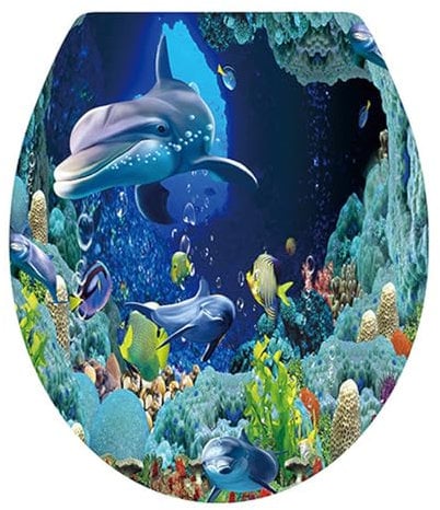 Winhappyhome Fishes Dolphin Toilet Lid Sticker Toilet Sticker Bathroom Decoration Decal