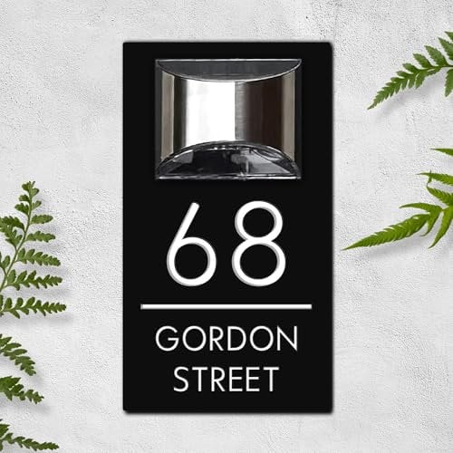 Personalized Solar House Number for Outside Custom Address Sign LED Street Name Numbers Modern Plaque for Outside Garden Yard Home Door Housewarming Gifts
