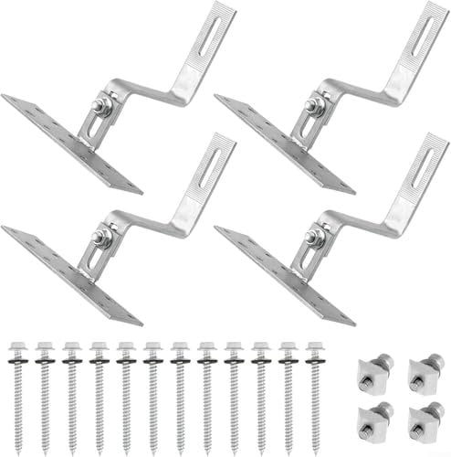 Oniissy Solarpanel-Dachreling-Halterung, Klemmen, Befestigungsschiene, Edelstahl-Dachhaken, verstellbarer Dachhaken, Verstellbarkeit, 90 Grad vertikaler Haken (4 Sets)