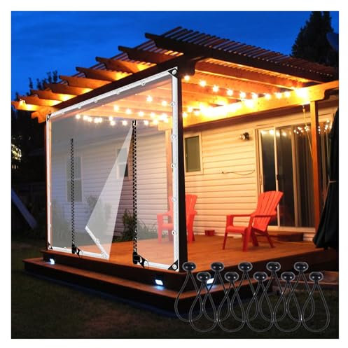 VagxTbs Telone Impermeabile per Esterno, 0.35mm Anti Strappo e Antivento Telone Materiale PVC Pieghevole Antipioggia Telone per Gazebo Pergola (7x3m)